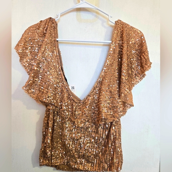 Zara Sequin Gold Top - Picture 5 of 6